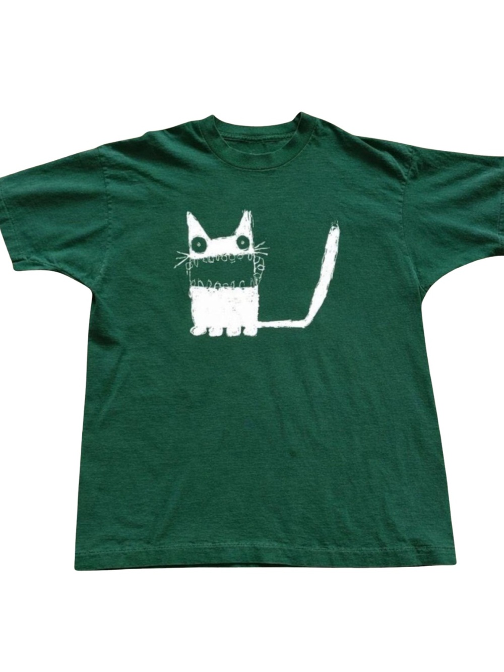Gildan Dark Green Cat Graphic Tee